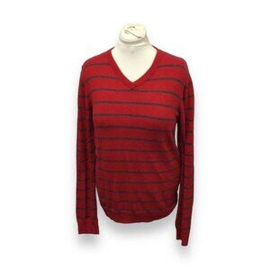 Aeropostale Mens Long Sleeve V Neck Wool Blend Sweater, Red, size L